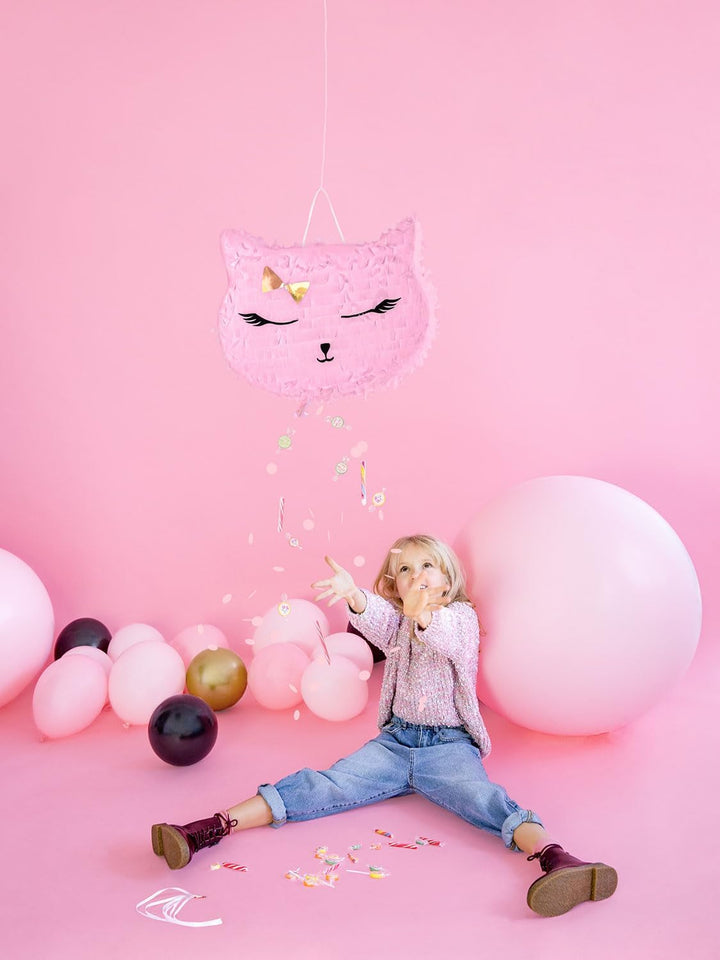 Piñata 27x35x9cm Katze - Party Dekoration zum Befüllen - Partyspiele für Kindergeburtstag Geburtstag