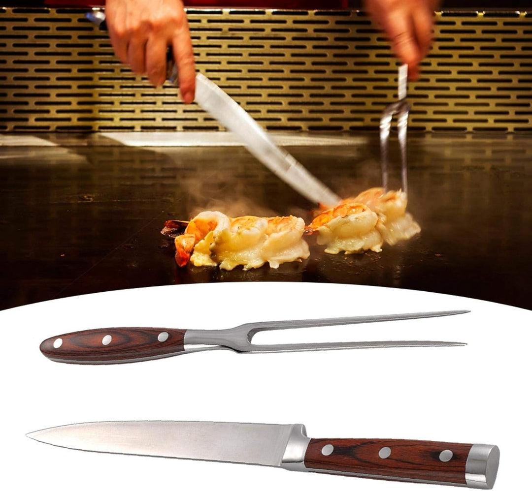 EVTSCAN Schnitzmesser und Gabel Set, Edelstahl Premium BBQ Fleisch Truthahn Braten Küche Abendessen