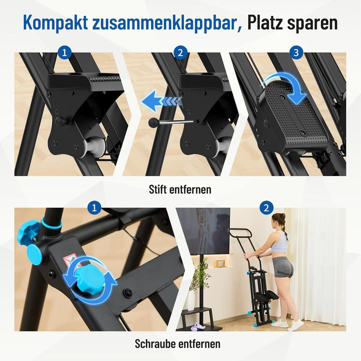 HXD-ERGO Vertikale Klettermaschine, Kreuztrainer mit LCD-Display, Steppers Faltbare Tragbares Pedal,