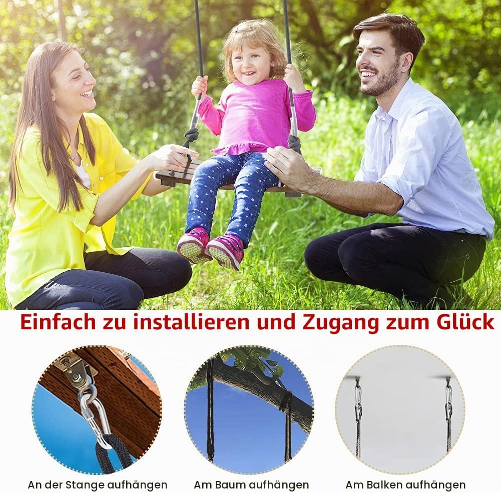 PELLOR Holzschaukelsitz, Antikorrosive Holzschaukel Baumschaukeln aus karbonisiertem Buchenholz mit
