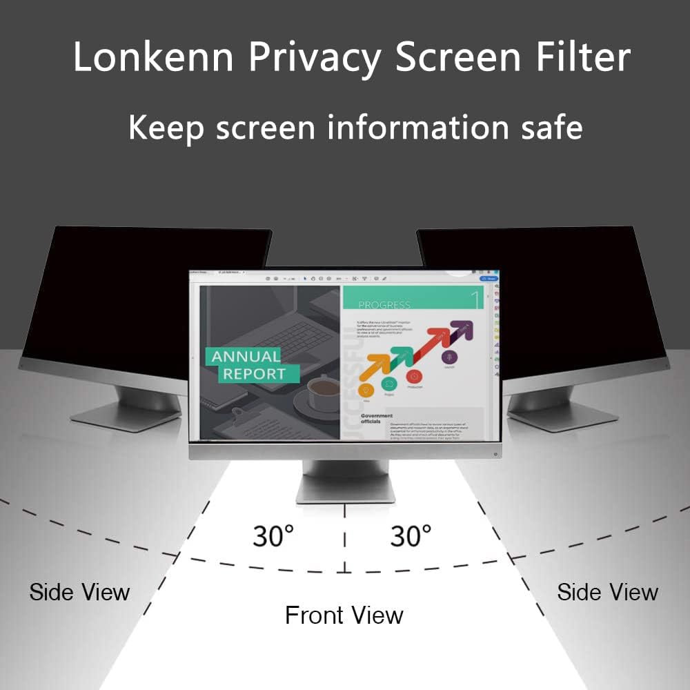 Lonkenn 24 Zoll Computer Privacy Filter, Premium Blickschutzfilter, Robust und Wiederverwendbar, Pri