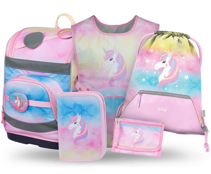 Baagl Schulranzen Jungen Mädchen Set 5 Teilig (Zippy Schultasche für 1. Klasse, Mäppchen, Turnbeutel