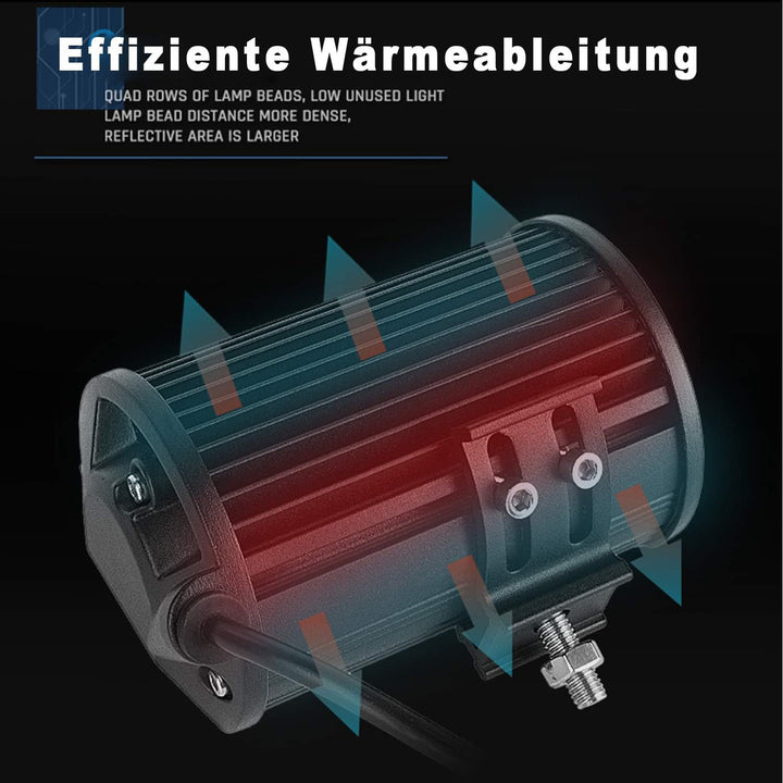 AufuN LED Arbeitsscheinwerfer 72W LED Zusatzscheinwerfer Offroad Scheinwerfer 21600LM 10-30V 6000K A