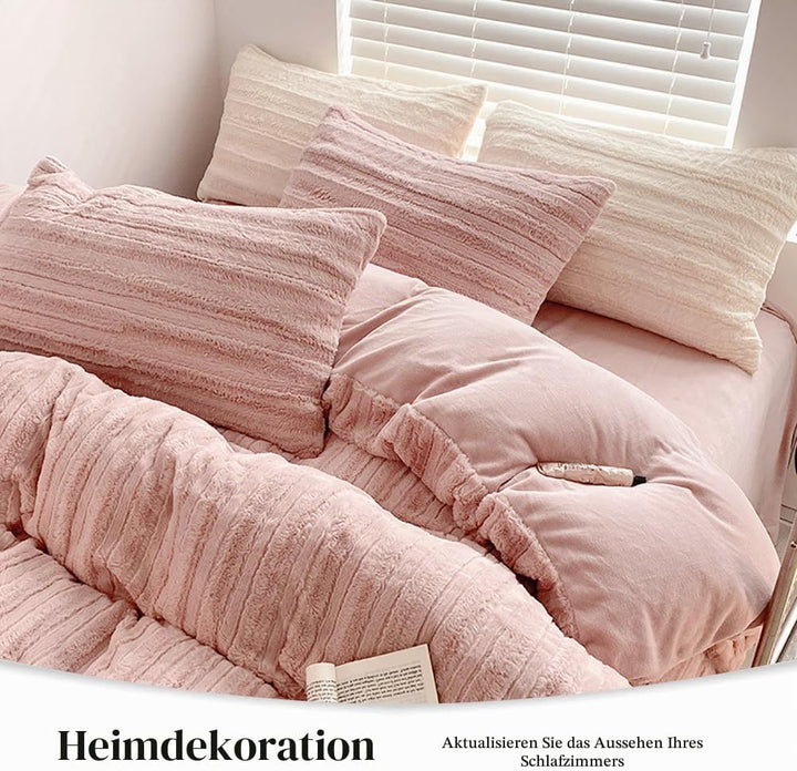AShanlan Plüsch Bettwäsche 220x240 Winter Warme Flauschig Cashmere Touch Bettbezug Teddy Fleece Wint