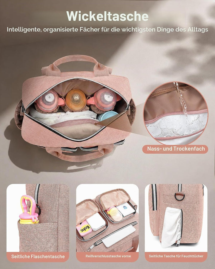 KONO Baby-Wickeltasche, stilvoll, für Mama und Papa, wandelbare Reisetasche mit isolierten Taschen R