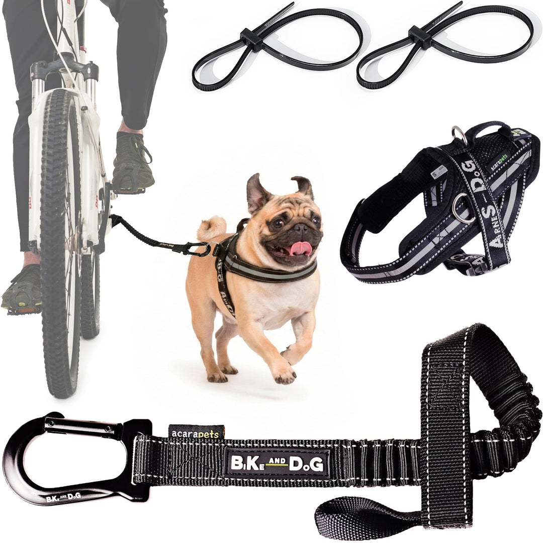 BIKE AND DOG - Hundeleine und Hundegeschirr für das Fahrrad, Geschirr mit 3 Ringen, Davon 2 seitlich