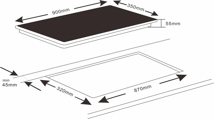 K&H® 4 Zonen 90cm FLEX SLIDER Control Induktionskochfeld Autark Eingebaut S90-IN-6000FLX 90 centimet