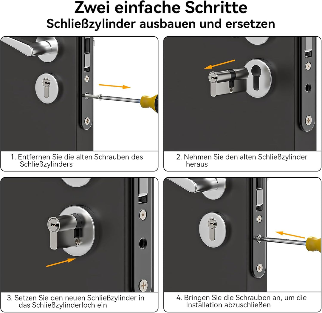 MANICAF Schliesszylinder 45/45 Zylinderschloss mit 5 Schlüssel, Profilzylinder, Türzylinder Beidseit