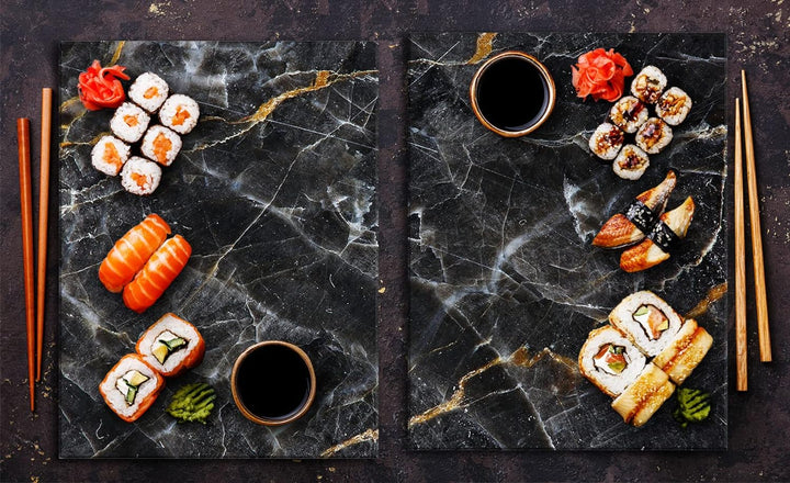 TMK | Herdabdeckplatten Set 2x40x52 cm Ceranfeld Abdeckung Glas Spritzschutz Abdeckplatte Glasplatte