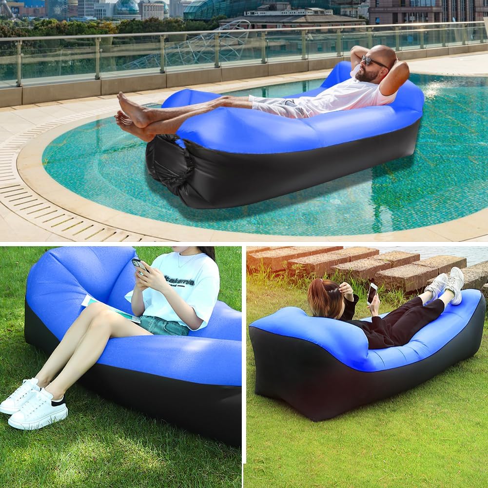 Gohytal Aufblasbares Sofa, 230×70cm Wasserdichtes Luftsofa Outdoor Tragbares Aufblasbar Luft Sofa Co