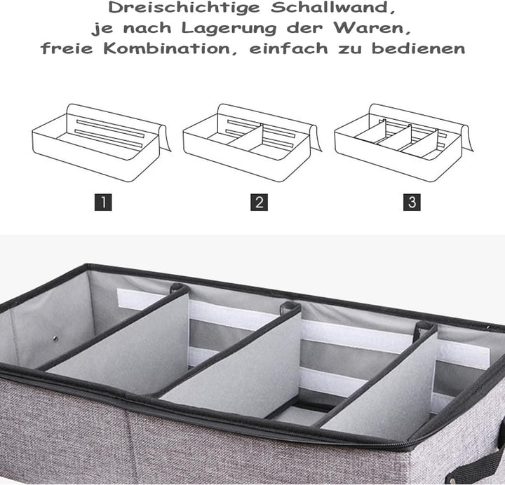 AARAINBOW Stoff Schuhe Unterbettkommode, Faltbare Unterbett Schuhe Kleidung Aufbewahrungsbox mit Ver
