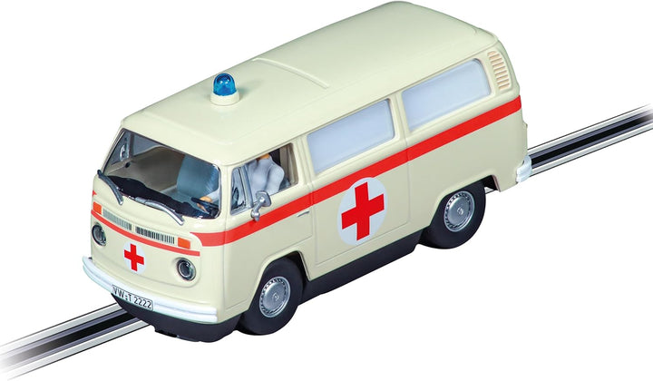 Carrera Evolution - 20027794 VW Bus T2b Ambulance, Red Cross | Slotcar Ready to Race | Perfekt für K