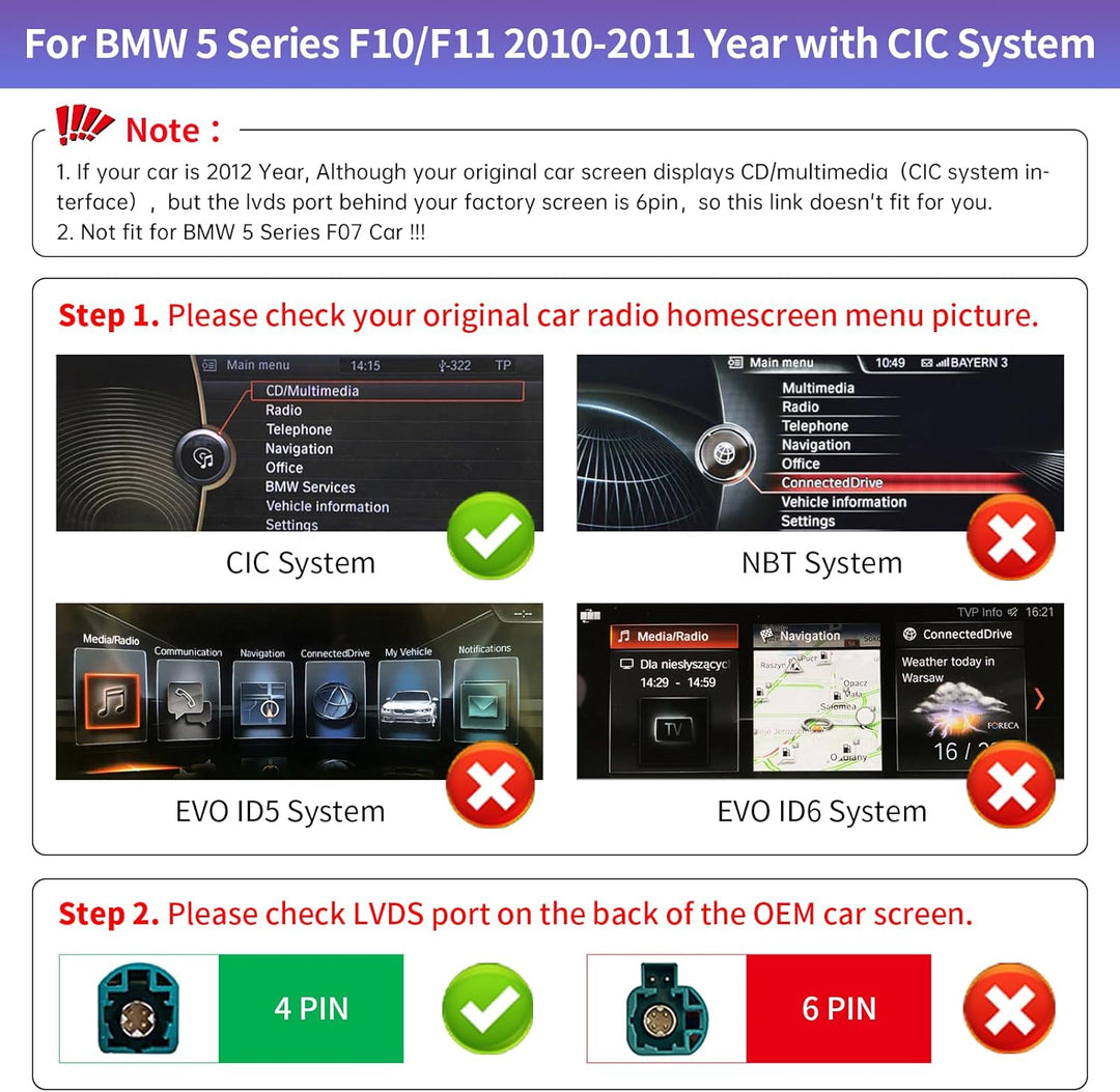 Road Top 10,25 Zoll Autoradio Touchscreen Drahtlos CarPlay Android Auto für BMW 5 Serie F10/F11 2010