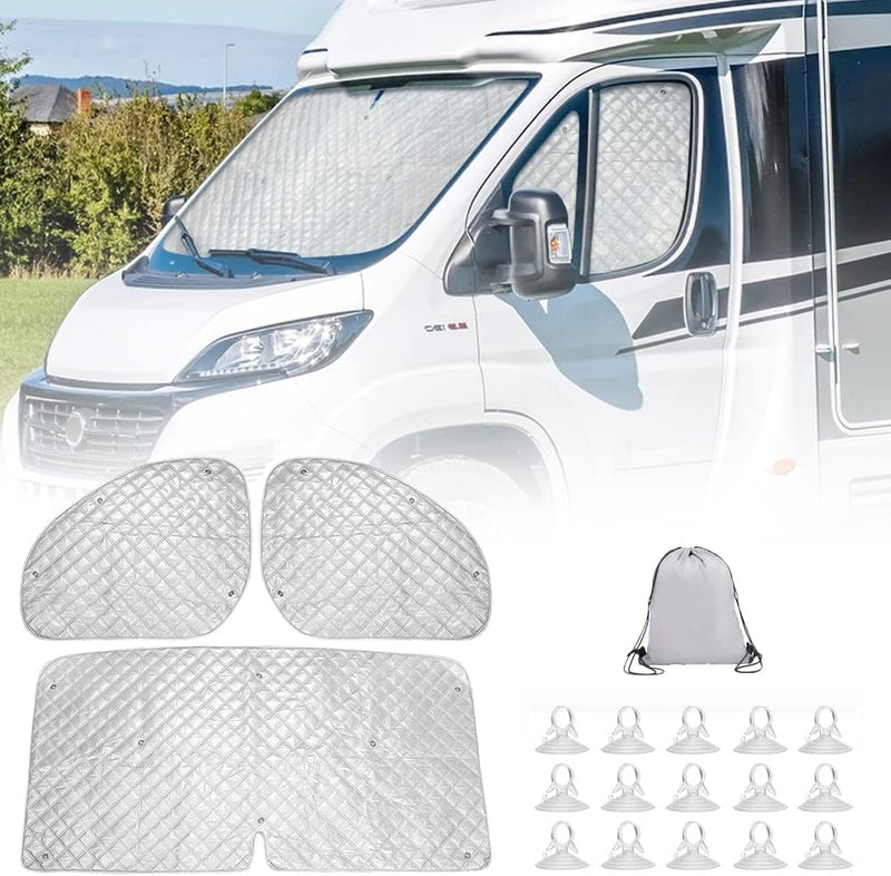 3 Teiligs Technology Thermomatte Ersatz für FIAT Ducato 2006-2021, Sonnenschutz Auto Frontscheibe Fa