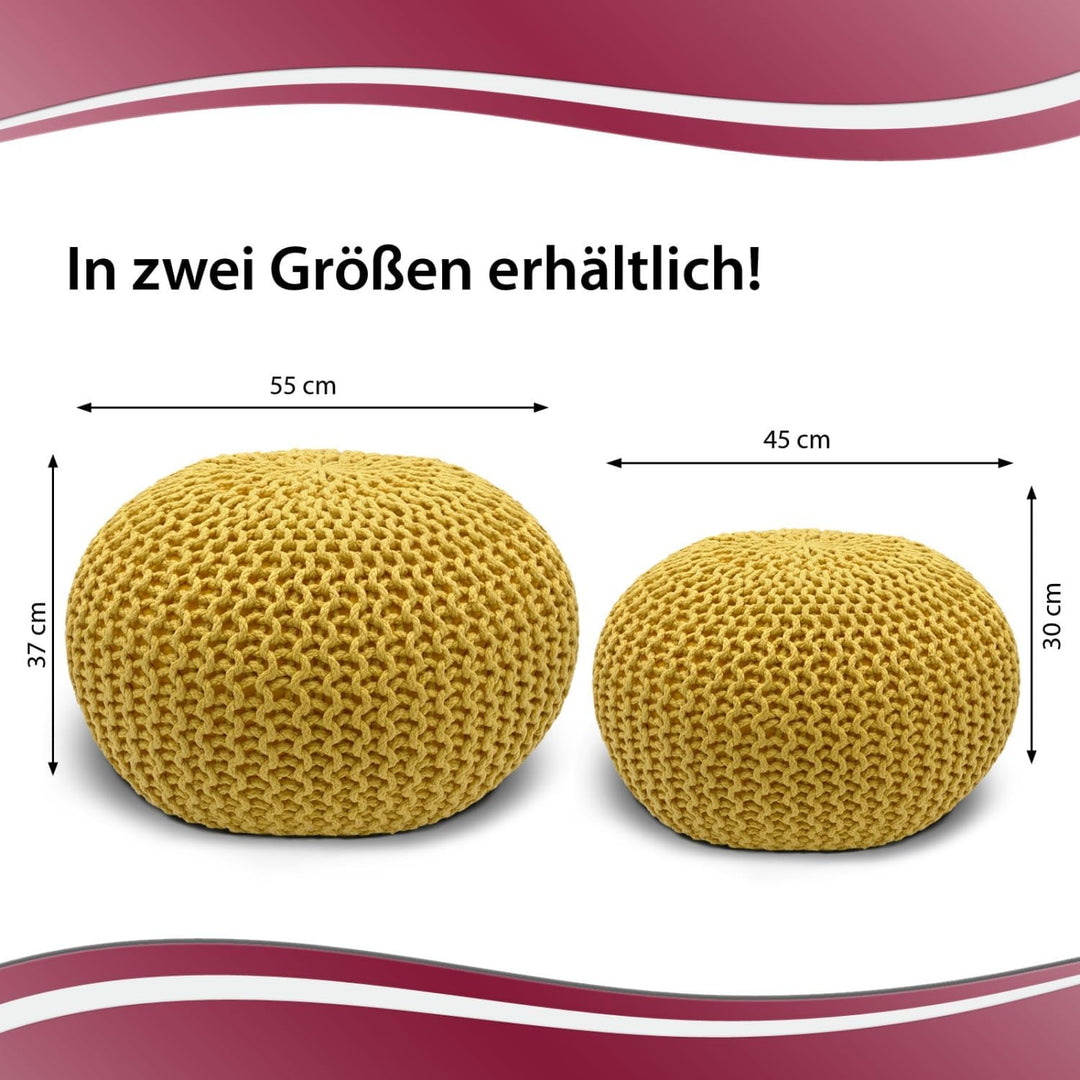 casamia Pouf Bodenkissen ø45 o. 55cm Sitzpouf Hocker nachhaltig f. innen u. aussen Farbe gelb - Free