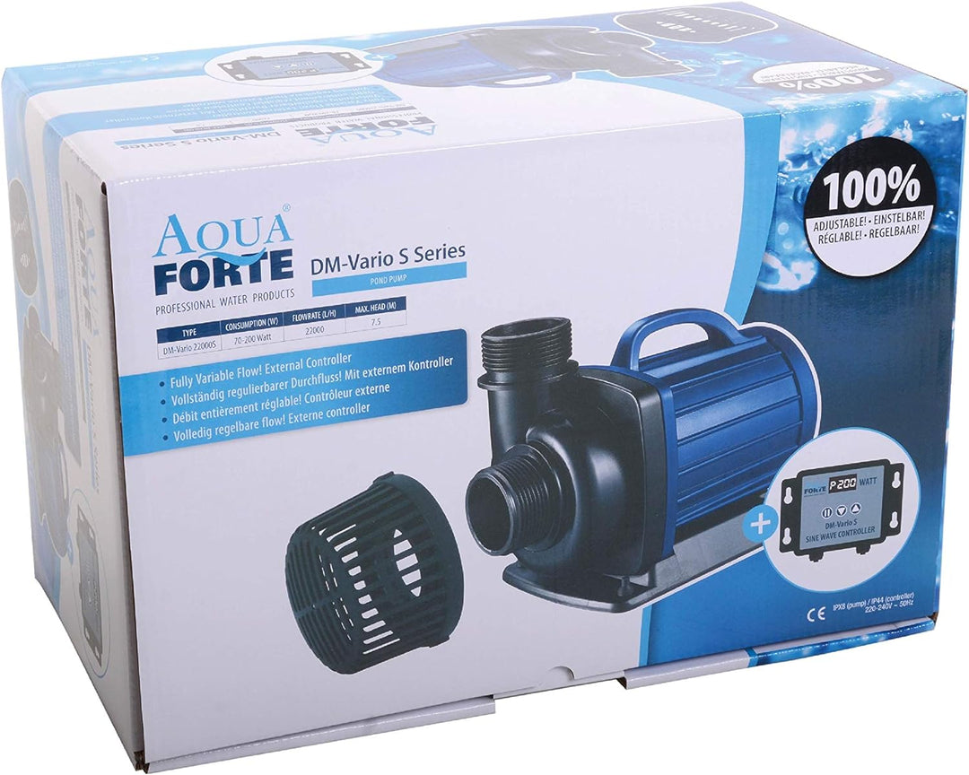 AquaForte Filter-/Teichpumpe DM-30.000 Vario S, 115-335W, Förderhöhe 9,5m, regelbar mit externem Con
