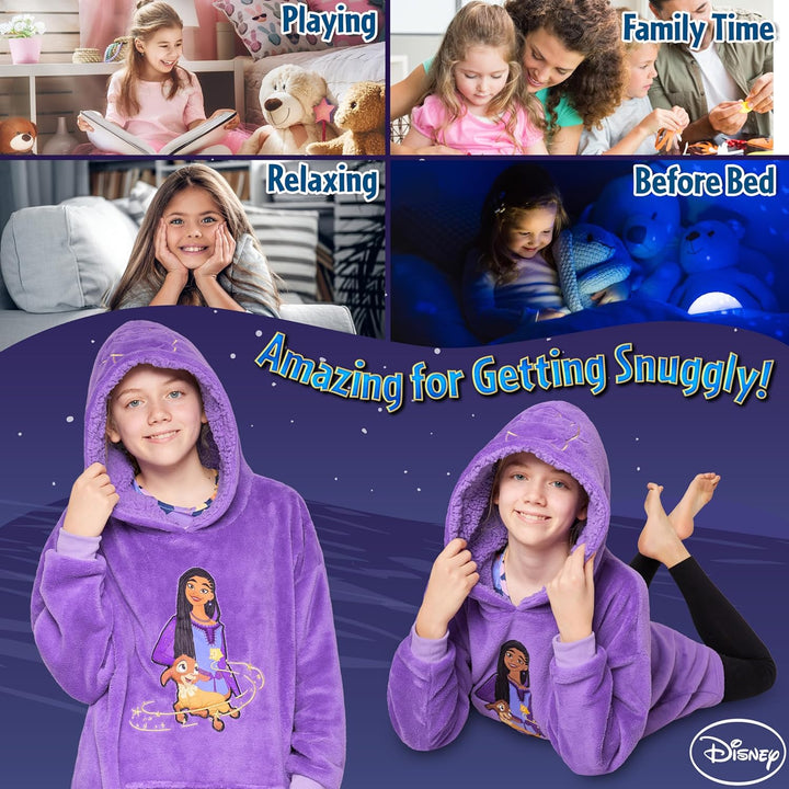 Disney Hoodie Decke Mädchen, Kuscheldecke mit Ärmeln, Fleece Kapuzenpullover, Hoodie Mädchen Geschen