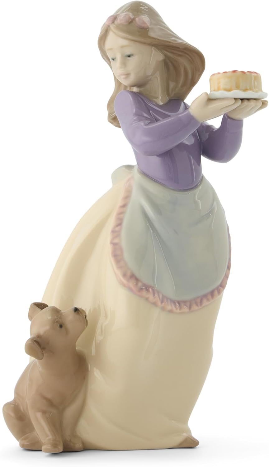 NAO Porcelain by Lladro PUPPY'S Birthday (Special Edition) (Girl Holding Cake with Puppy Dog) 200170