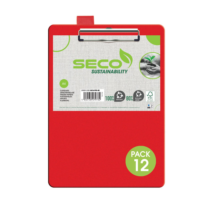 Stewart Superior A4+ PVC beschichtetes Klemmbrett mit Hochleistungsklammer - Rot (12er Pack) rot 12e