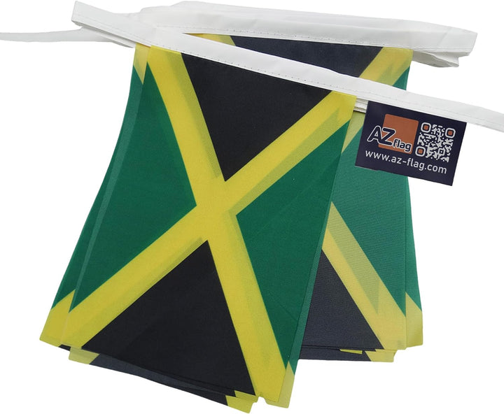 AZ FLAG FAHNENKETTE Jamaika 12 Meter mit 20 flaggen 45x30cm- JAMAIKANISCHE Girlande Flaggenkette 30