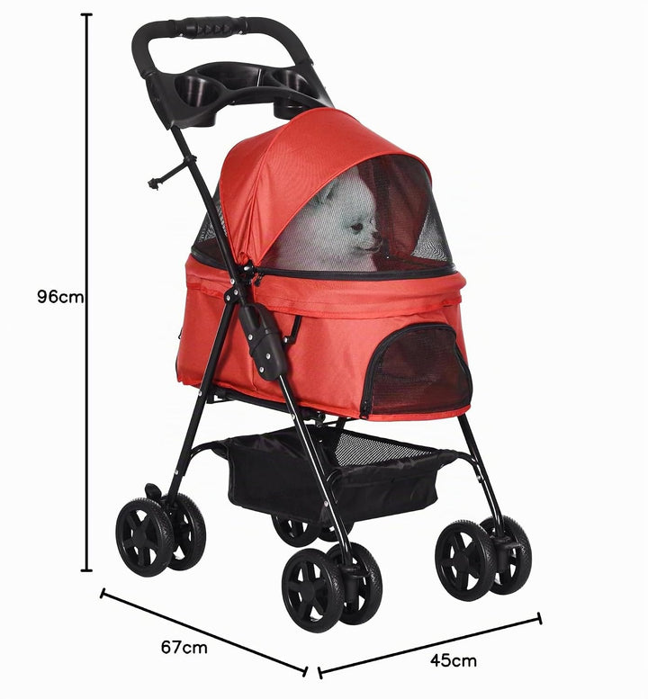 PawHut Hundewagen Hundebuggy klappbar für Hunde &amp; Katzen bis 4 kg Katzenbuggy mit Netzfenster Aufbew