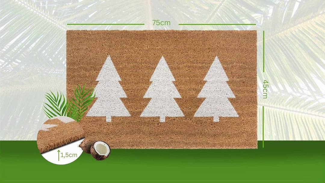 Hanse Home Kokos Fussmatte Weihnachten für Innen - Schmutzfangmatte Natur, Kokosmatte Weihnachtsbäum