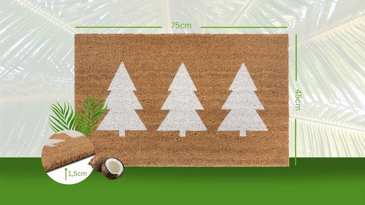 Hanse Home Kokos Fussmatte Weihnachten für Innen - Schmutzfangmatte Natur, Kokosmatte Weihnachtsbäum