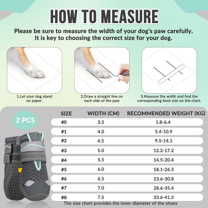 SlowTon Hundeschuhe Pfotenschutz, 2 Stück atmungsaktive Hunde Schuhe Outdoor mit Rutschfester Sohle,