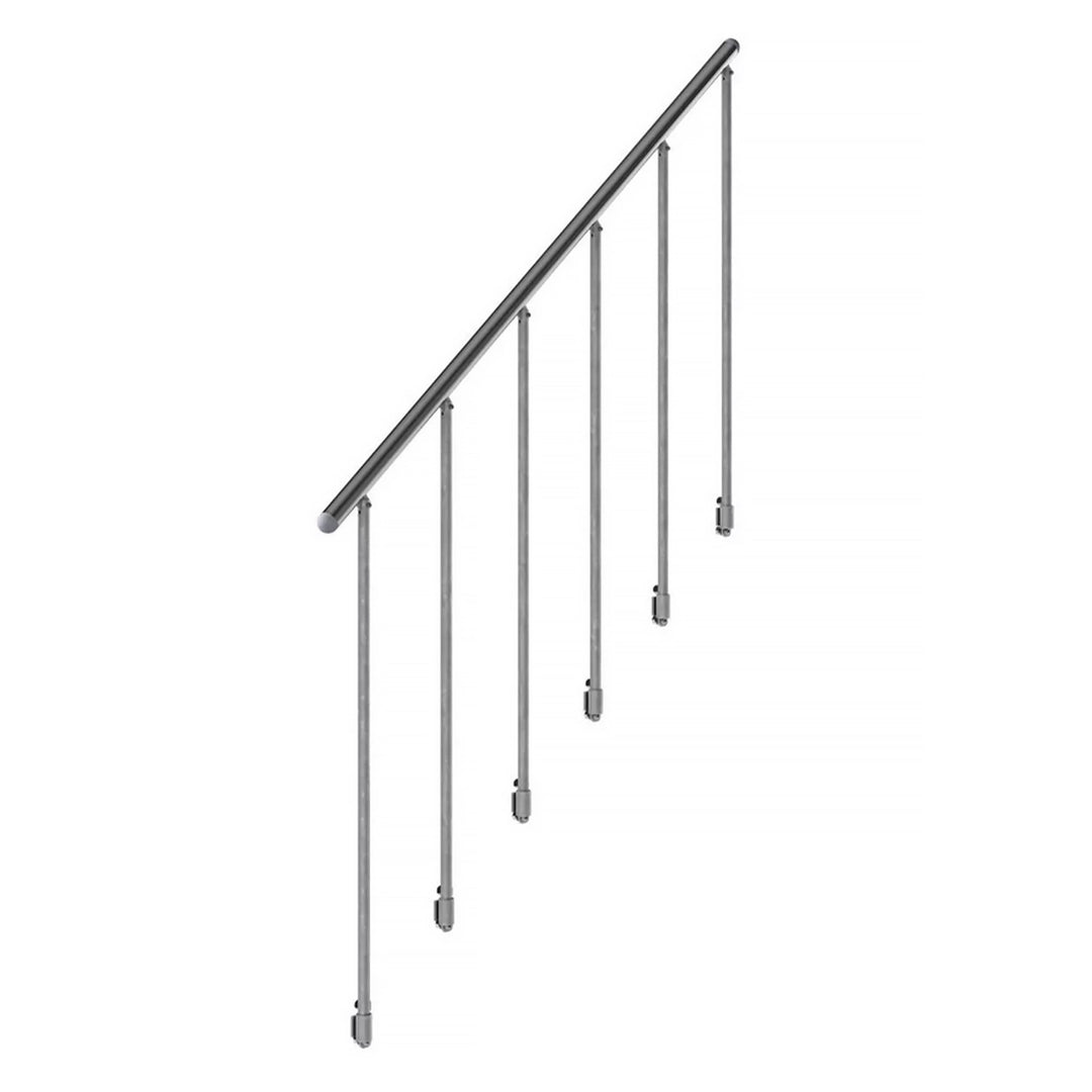 Steiggeländerset für unsere Terrassentreppe 2-7 stufig Aluminiumhandlauf