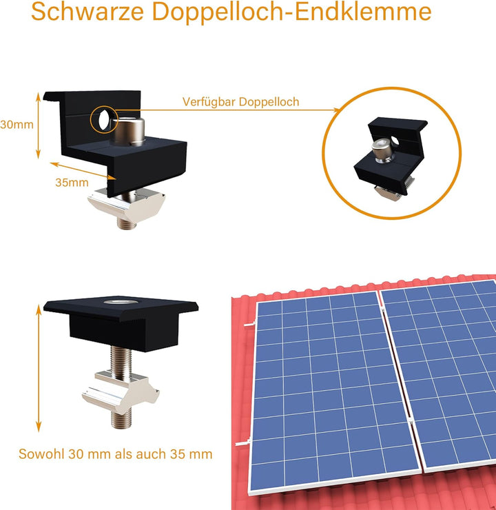 TEOV PV Montageset Ziegeldach Glasziegeldach, Befestigung Solarmodul Halterung mit 30cm Montageschie