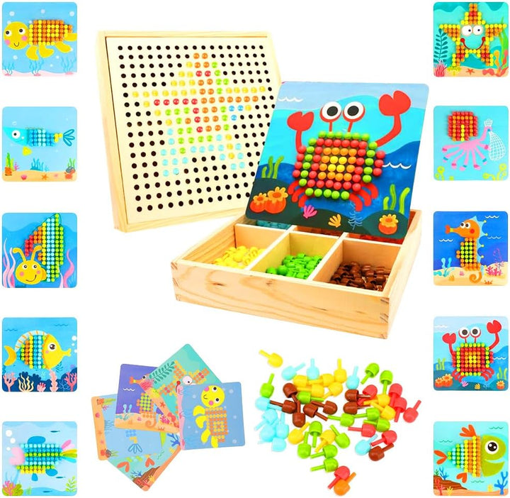 RANJIMA Mosaik Steckspiel, Mosaik Bastelset Kinder, Steckspiel ab 3 4 5 Jahre,Mosaik Steckspiel Pegb