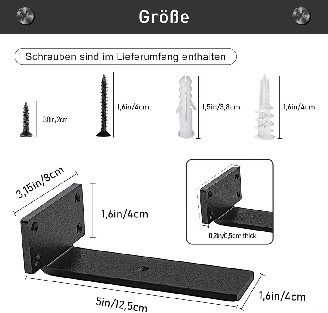 MLOQI 4 stück Regalhalterung Schwarz, Regalträger Tablarträger Schwerlastwinkel Winkel, Regal Wandha