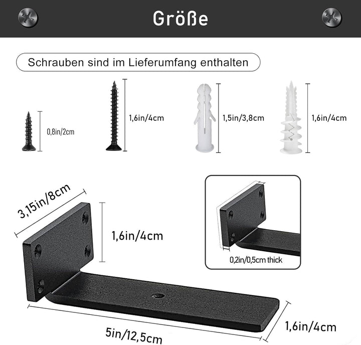 MLOQI 4 stück Regalhalterung Schwarz, Regalträger Tablarträger Schwerlastwinkel Winkel, Regal Wandha