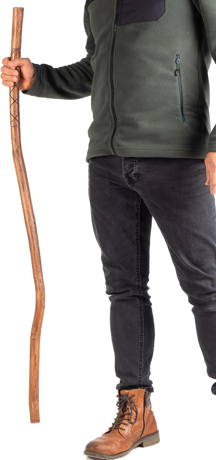 Geschnitzter GEHSTOCK Walk | Teakholz, 120cm | Holz Stock mit Schnitzereien, Wanderstock, Holz Stock