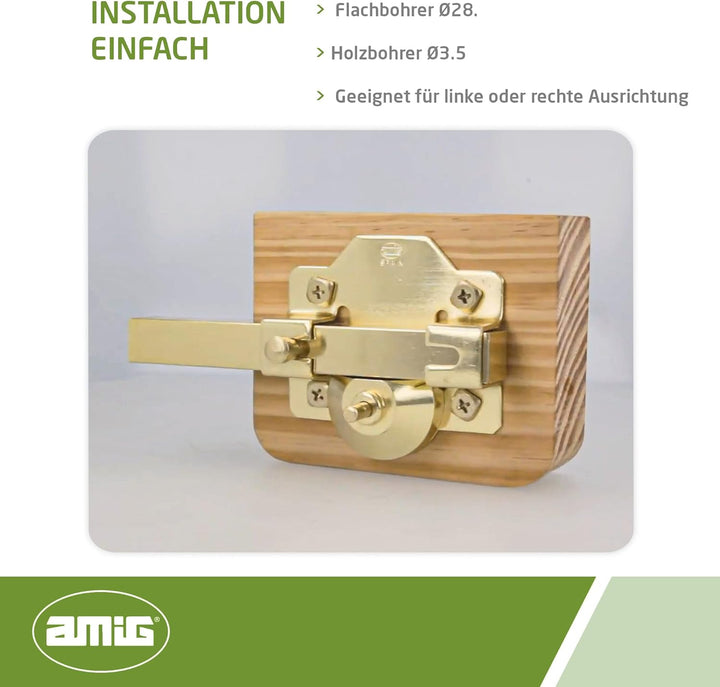 AMIG - Riegel für Türen von hoher Sicherheit, poliertes Finish in Goldfarbe, runder Zylinder von 50 