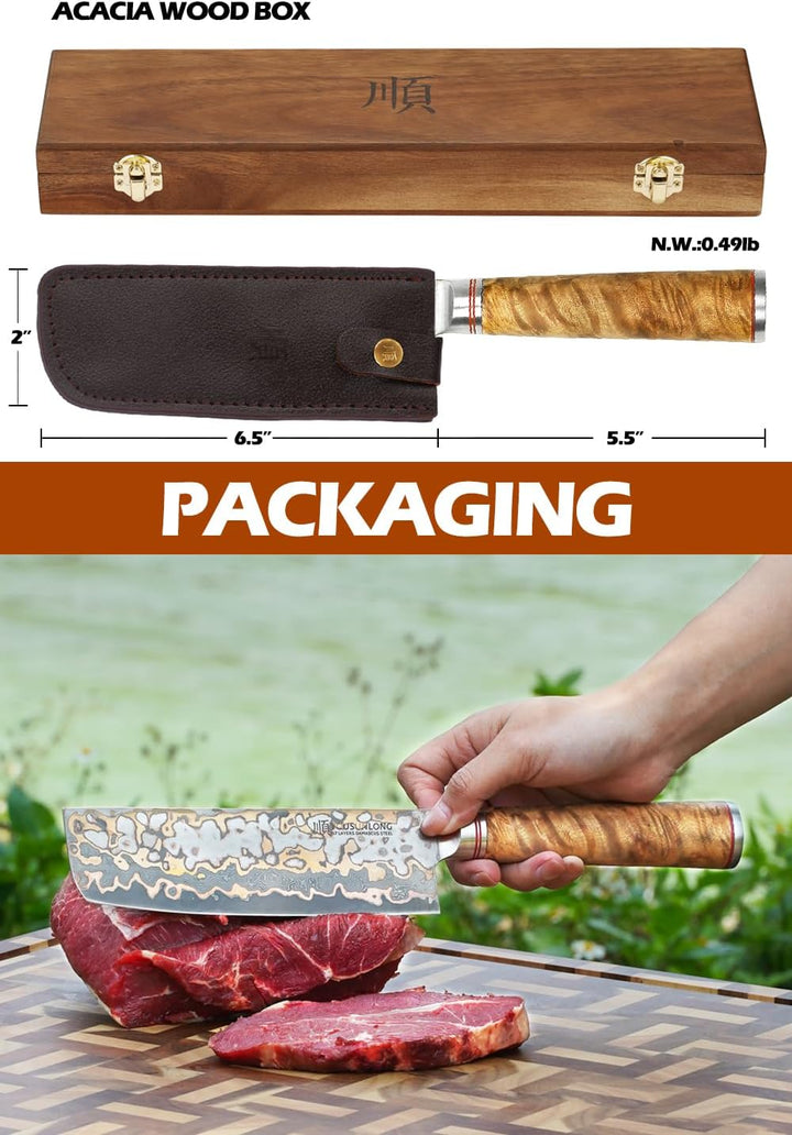 YOUSUNLONG Nakiri Messer asiatische Gemüsemesser 175mm - Ultra Sharp -japanische handgefertigte Kupf