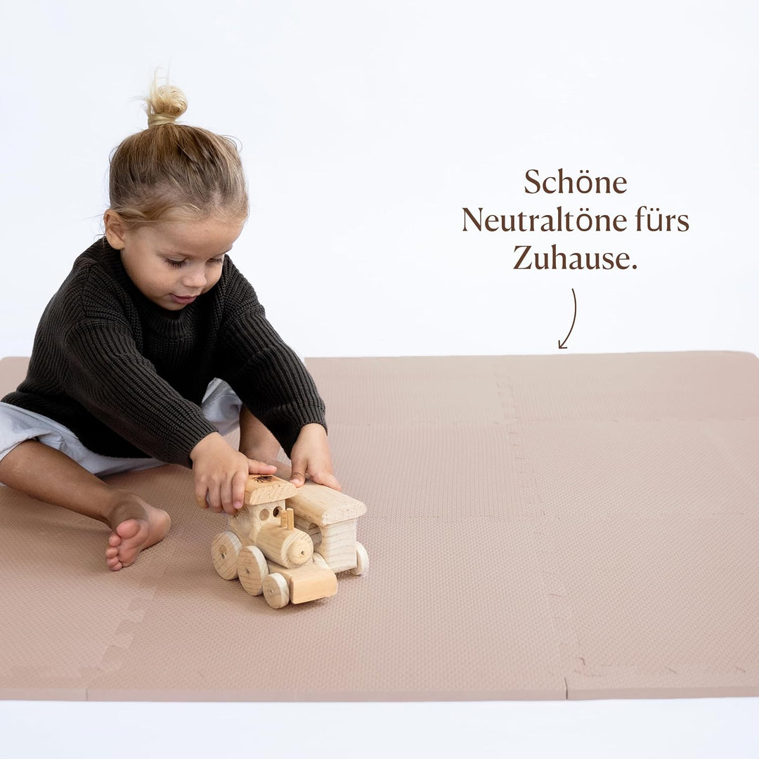 Toddlekind Baby-Puzzlematten, 9-TLG. mit Randteilen, ungiftige Schaumstoffmatten, für Bauchzeit & Kr