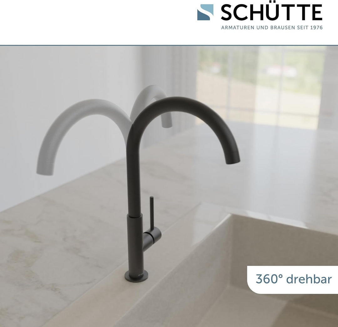 SCHÜTTE 79966 Küchenarmatur Cardiff, 360 Grad schwenkbarer Wasserhahn Küche, Mischbatterie für die S