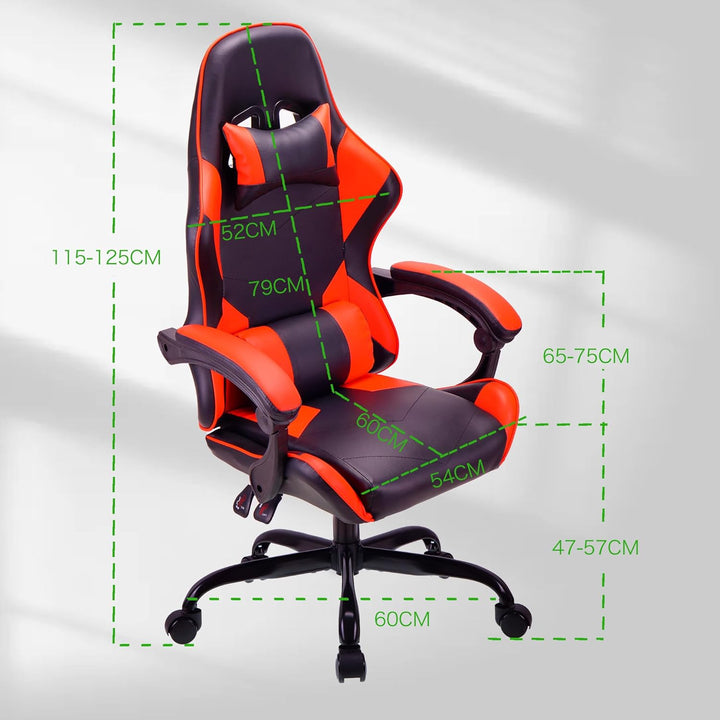 T-THREE.Ergonomischer Leder Gaming Stuhl Bürostuhl Drehstuhl Computerstuhl Rennstuhl Lederstuhl höhe