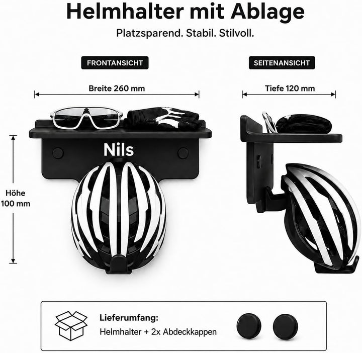 Generisch Personalisierter Fahrradhelm Halter mit Ablage für Brille und Handschuhe, Wandmontage, sch