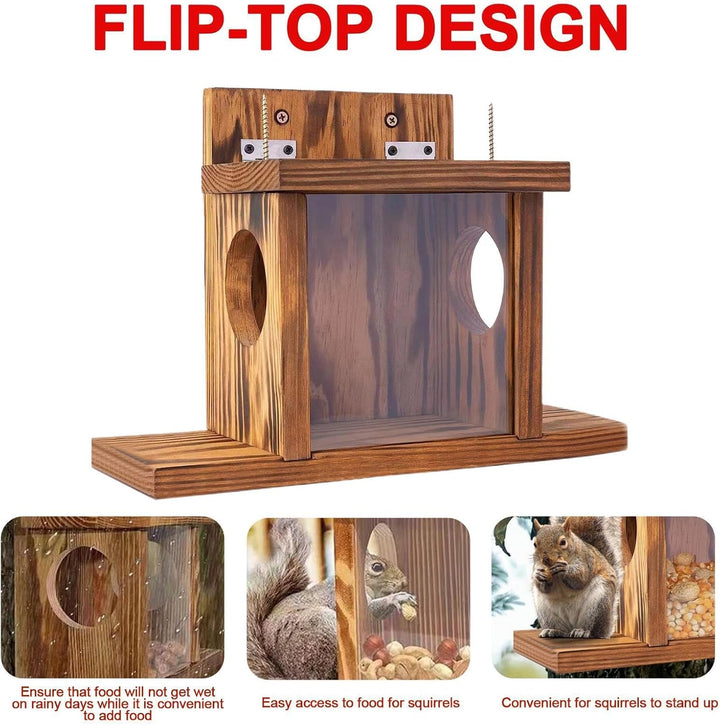 Eichhörnchen-Futterstation aus, Streifenhörnchen-Futterstation aus, rustikale Eichhörnchen-Futtersta