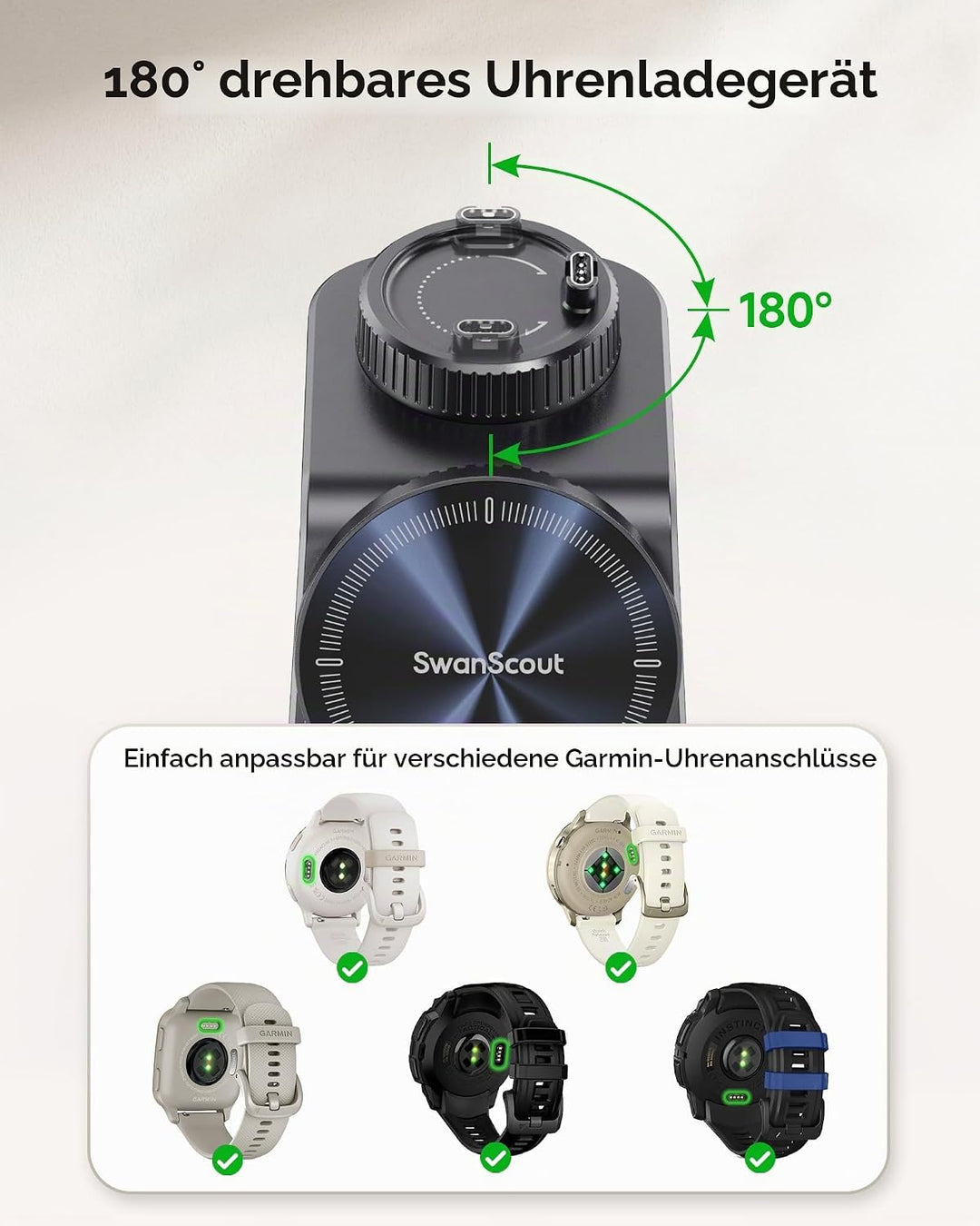 Ladestation für Garmin Watch, Magnetisch Induktive Ladestation für iPhone 17 16 15 14, 3 in 1 Wirele