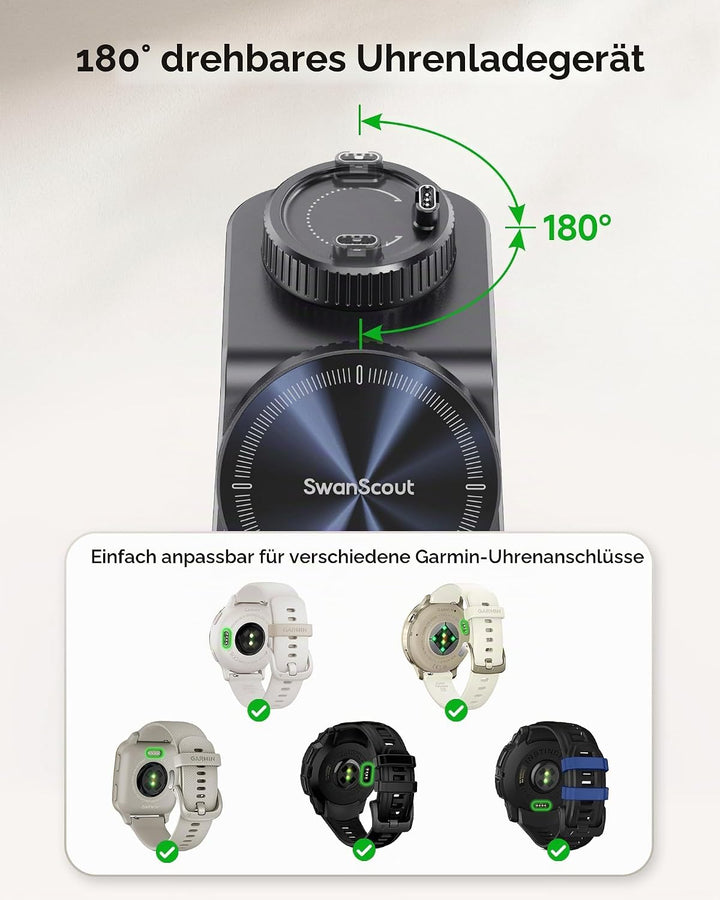 Ladestation für Garmin Watch, Magnetisch Induktive Ladestation für iPhone 17 16 15 14, 3 in 1 Wirele