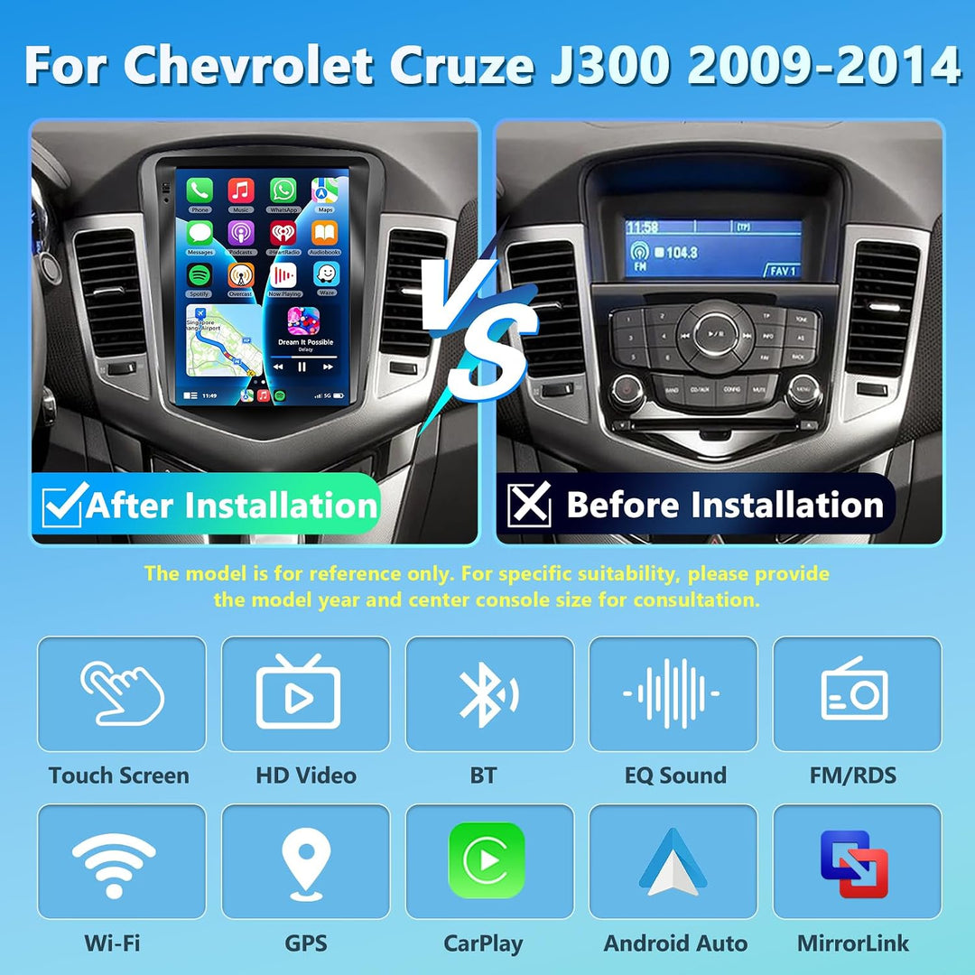 4GB+64GB Autoradio für Chevrolet Cruze J300 2009-2014 mit Carplay/Android Auto, 9,7 Zoll Bildschirm