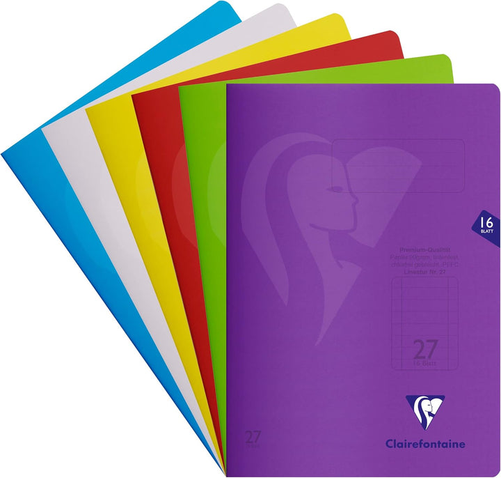 Clairefontaine 303227C - Packung mit 25 Heften S´coolbook, ideal für die Schule, DIN A4, 16 Blatt, 9