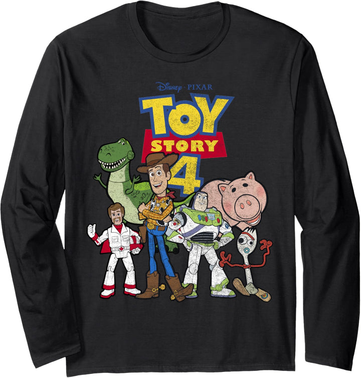 Disney Pixar Toy Story 4 New Group Shot Movie Logo Poster Langarmshirt