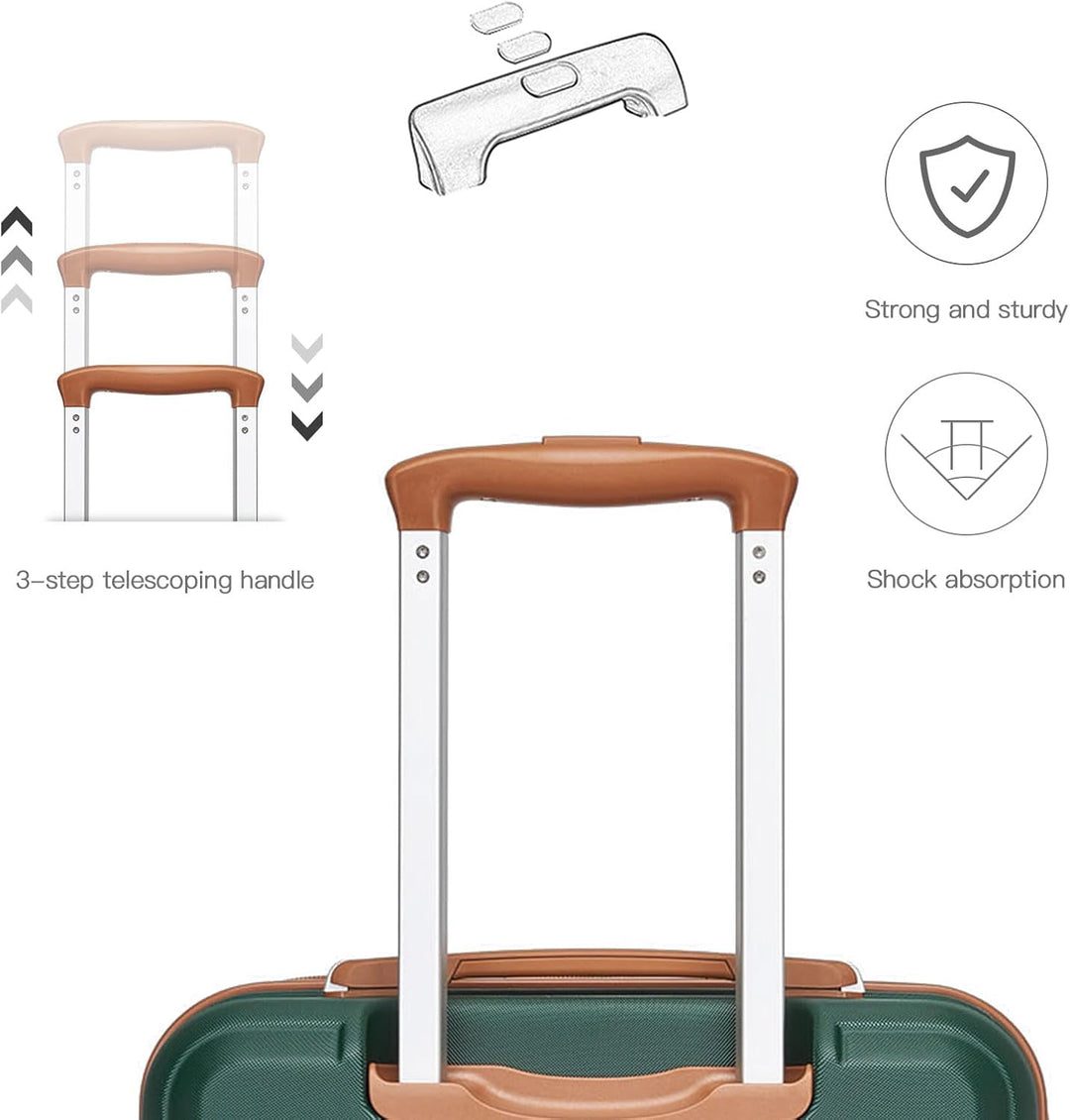 Kono Reisegepäck Set Leichter ABS-Hartschalen-Trolley mit 4 Spinnrollen und TSA-Zahlenschloss Grün /