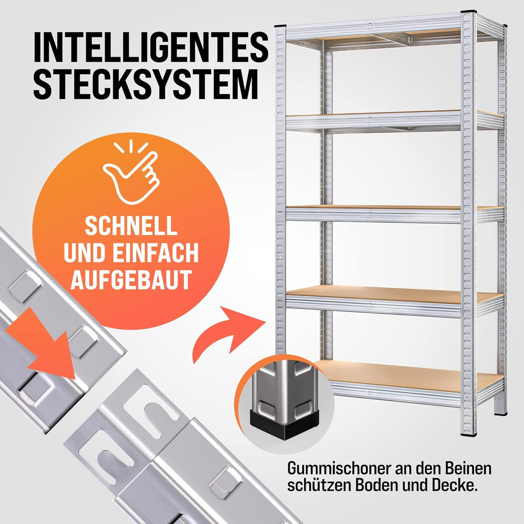 Monzana Schwerlastregal 170x75x30cm 350kg 5 MDF-Platten Regal Lagerregal Kellerregal Steckregal