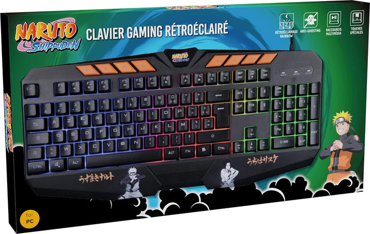 Konix Naruto Shippuden Kabelgebundene Gaming-Tastatur mit QWERTZ-Membran - Anti-Ghosting - 1,7 m Kab