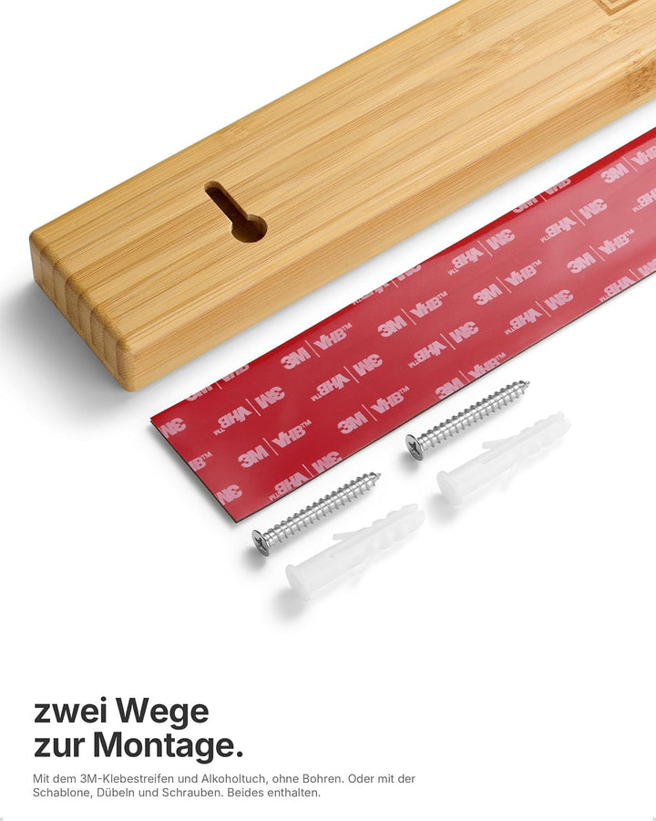 LARHN Magnetleiste für Messer, Magnetischer Messerhalter Wand, Selbstklebend aus Akazienholz, 40 cm